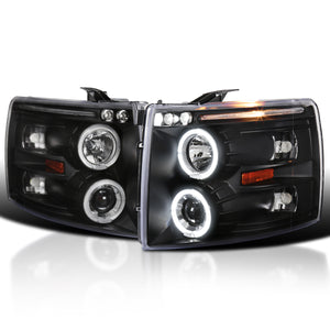 Coolstuffguru Compatible with Chevy Silverado Black Led Projector Head Lights