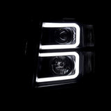 Coolstuffguru Compatible with Chevy Silverado Pickup Black Smoke LED DRL Tube Projector Headlights Pair