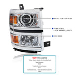Coolstuffguru Projector Headlights Turn Signal Lamps Compatible with Chevy Silverado 1500 2014-2015 L+R Pair Head Light Lamp Assembly