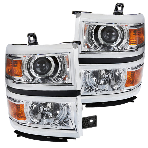 Coolstuffguru Projector Headlights Turn Signal Lamps Compatible with Chevy Silverado 1500 2014-2015 L+R Pair Head Light Lamp Assembly