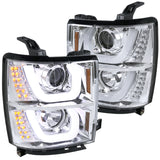 Coolstuffguru Compatible with Chevy Silverado 1500 Pickup Chrome Dual Halo LED Signal Projector Headlights