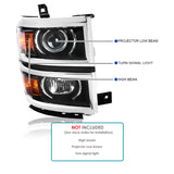 Coolstuffguru Black Housing Clear Lens Projector Headlights Compatible with Chevrolet Silverado 1500 2014-2015