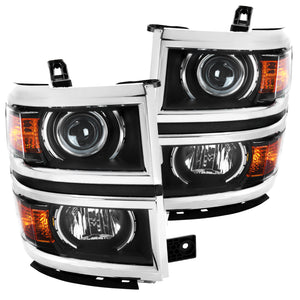 Coolstuffguru Black Housing Clear Lens Projector Headlights Compatible with Chevrolet Silverado 1500 2014-2015