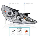 Coolstuffguru Compatible with Hyundai Sonata Chrome SMD LED Projector Headlights Pair (Left + Right)