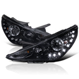 Coolstuffguru Compatible with Hyundai Sonata Glossy Black Smoke SMD LED Projector Headlights