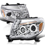 Coolstuffguru Compatible with Toyota Tacoma Dual Halo Chrome Clear Led Projector Head Lights