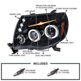 Coolstuffguru Compatible with Toyota Tacoma Halo Glossy Black Housing Projector Head Lights