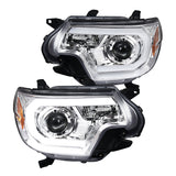 Coolstuffguru Compatible with Toyota Tacoma Chrome LED DRL Projector Headlights Lamps Pair