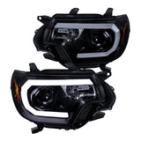 Coolstuffguru Compatible with 2012-2015 Toyota Tacoma Glossy Black Smoke LED DRL Projector Headlights Lamps Pair