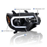 Coolstuffguru Compatible with Toyota Tacoma Black LED DRL Projector Headlights Lamps Pair