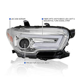 Coolstuffguru Chrome Housing Clear Lens Projector Headlights Switchback LED Sequential Signal Compatible with Toyota Tacoma 2016-2021 L+R Pair Head Light Lamp Assembly