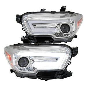 Coolstuffguru Chrome Housing Clear Lens Projector Headlights Switchback LED Sequential Signal Compatible with Toyota Tacoma 2016-2021 L+R Pair Head Light Lamp Assembly