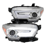 Coolstuffguru Chrome Housing Clear Lens Projector Headlights Switchback LED Sequential Signal Compatible with Toyota Tacoma 2016-2021 L+R Pair Head Light Lamp Assembly