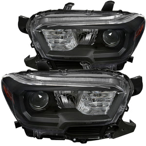 Coolstuffguru Black Projector Headlights Compatible with Toyota Tacoma WITHOUT Daytime Running Light 2016-2018 L+R Pair Head Light Lamp Assembly