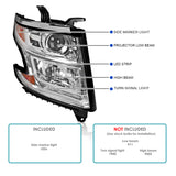 Coolstuffguru LED Light Bar Chrome Housing Clear Lens Projector Headlights Compatible with Chevy Tahoe GMC Suburban 2015-2020, 16-19 Suburban 3500HD, L+R Pair Head Light Lamp Assembly