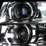 Coolstuffguru LED Light Bar Chrome Housing Clear Lens Projector Headlights Compatible with Chevy Tahoe GMC Suburban 2015-2020, 16-19 Suburban 3500HD, L+R Pair Head Light Lamp Assembly