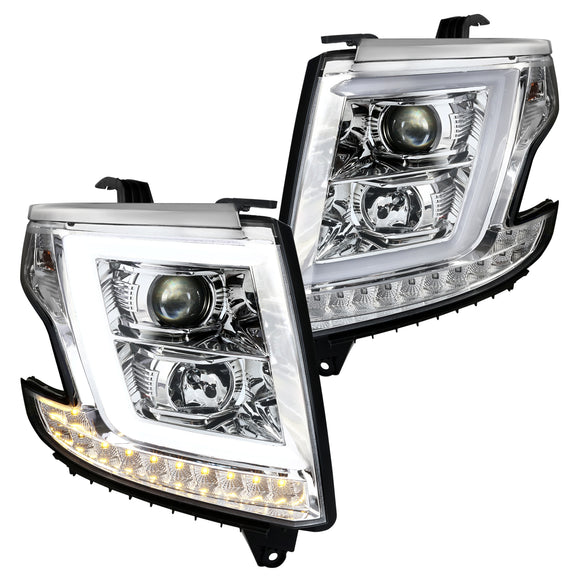 Coolstuffguru Compatible with Chevy Tahoe Suburban Projector Headlights w/ LED+Signal Lamps Left+Right