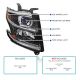 Coolstuffguru LED DRL Black Projector Headlights Compatible with 2015-2019 Chevrolet Tahoe Suburban