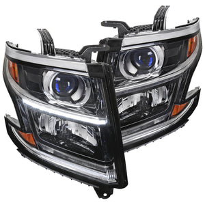 Coolstuffguru LED DRL Black Projector Headlights Compatible with 2015-2019 Chevrolet Tahoe Suburban