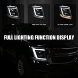 Coolstuffguru Compatible with Chevy Tahoe Suburban Black Projector Headlights w/LED+Turn Signal Lamps Pair