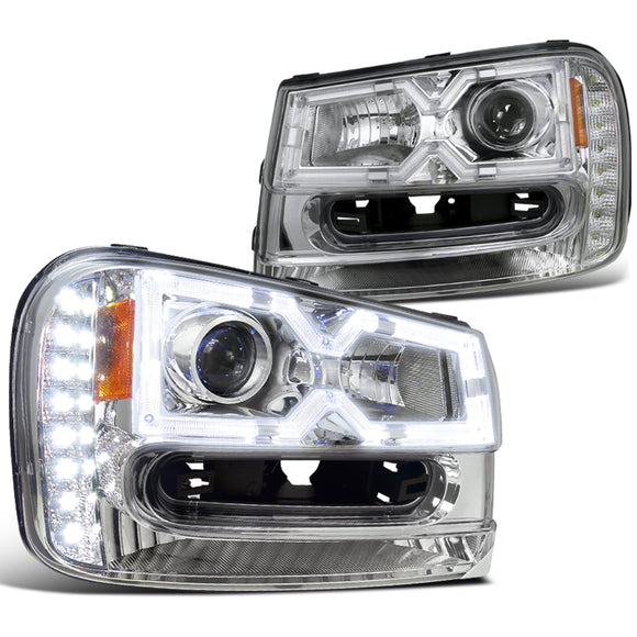 Coolstuffguru Compatible with Chevy Trailblazer Smd Led Halo Signal Projector Clear Headlights