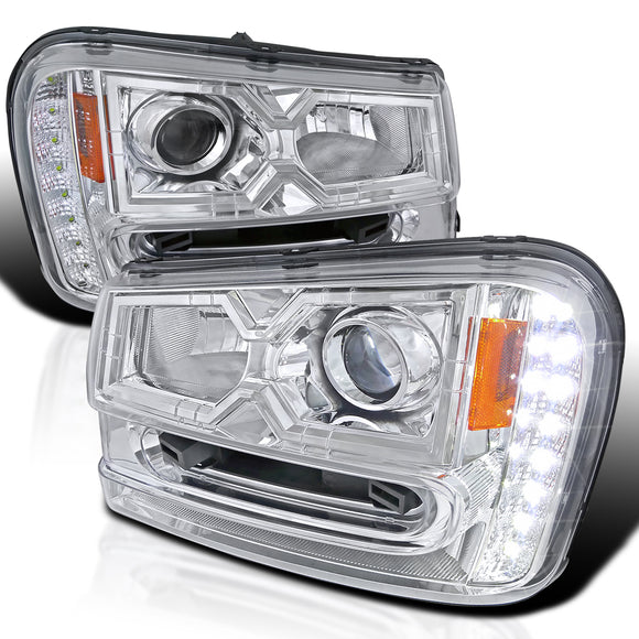 Coolstuffguru Compatible with Chevy Trailblazer Chrome Projector Headlights w/ SMD LED