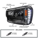 Coolstuffguru Compatible with Chevy Trailblazer Black Projector Headlights w/ SMD LED