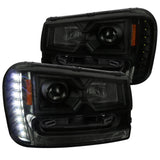 Coolstuffguru Compatible with Chevy Trailblazer SMD LED DRL Black Smoke Projector Headlights Head Lamps