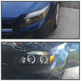 Coolstuffguru Compatible with Scion tC Dual Halo Jet Black Projector Headlights W/ Led Lamps Left+Right