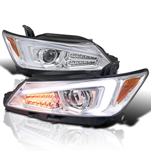 Coolstuffguru Compatible with Scion tC 4DR Chrome LED Light Bar+LED Signal Projector Headlights Pair