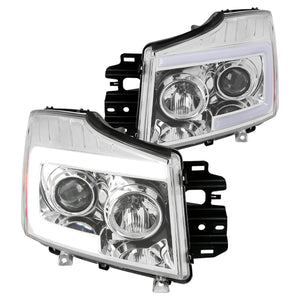 Coolstuffguru Projector Headlights+LED Sequential Signal Compatible with Nissan Titan 2004-2015, 2004-2007 Armada, L+R Pair Head Light Lamp Assembly