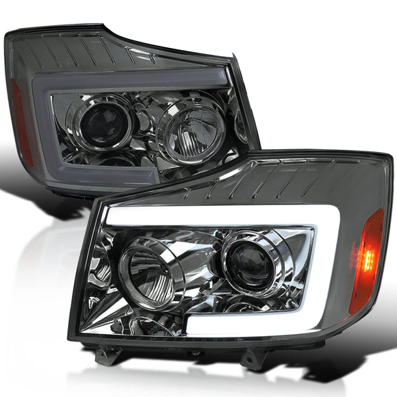 Coolstuffguru Smoke Sequential LED Projector Headlights Switchback Signal Compatible with 2004-2015 Titan