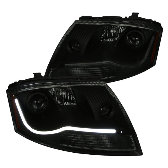 Coolstuffguru Compatible with Audi TT Black/Smoke Projector Headlights w/ LED Strip Bar