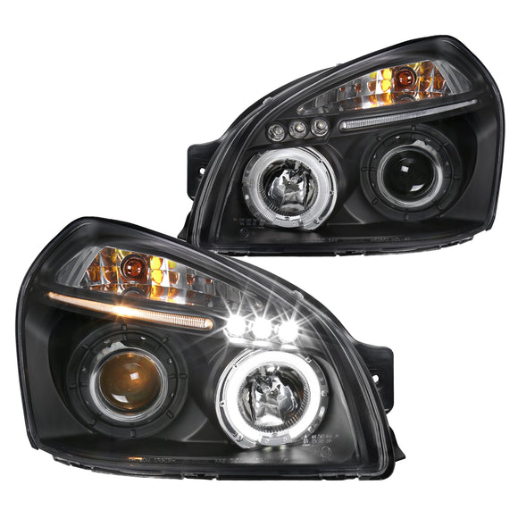 Coolstuffguru Compatible with Hyundai Tucson Chrome Clear Black Projector Halo Head Lights