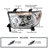 Coolstuffguru Compatible with Toyota Tundra Halo Led Clear Chrome Projector Head Lights