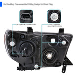 Coolstuffguru Compatible with 2007-2013 Toyota Tundra Sequoia Black Projector Headlights Retro Style Head Lamps Pair