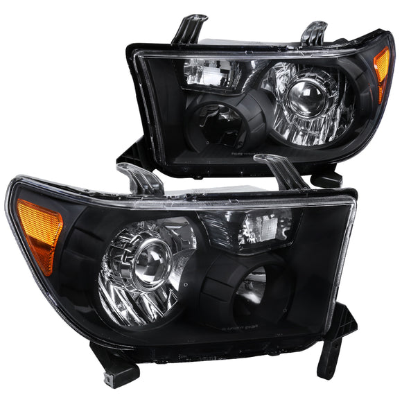 Coolstuffguru Compatible with 2007-2013 Toyota Tundra Sequoia Black Projector Headlights Retro Style Head Lamps Pair