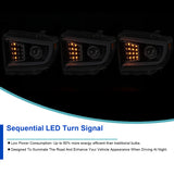 Coolstuffguru Compatible with Toyota Tundra Pearl Black LED DRL & Sequential Signal Projector Headlights