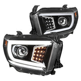 Coolstuffguru Compatible with Toyota Tundra Pearl Black LED DRL & Sequential Signal Projector Headlights