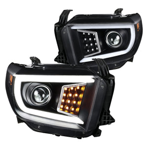 Coolstuffguru LED Light Bar Black Housing Clear Lens Projector Headlights Compatible with Toyota Tundra 2014-2021 L+R Pair Head Light Lamp Assembly