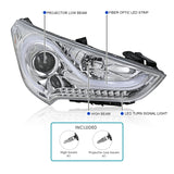 Coolstuffguru Compatible with Hyundai Veloster Chrome LED Projector Headlights w/ Sequential LED Signals Lights