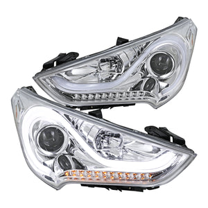 Coolstuffguru Compatible with Hyundai Veloster Chrome LED Projector Headlights w/ Sequential LED Signals Lights