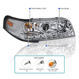 Coolstuffguru Compatible with Ford Crown Victoria Chrome Clear SMD LED Projector Headlights