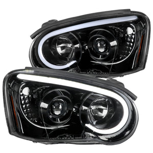 Coolstuffguru LED Light Bar Jet Black Housing Clear Lens Projector Headlights Compatible with Subaru Impreza RS WRX Outback STI 2004-2005 L+R Pair Head Light Lamp Assembly