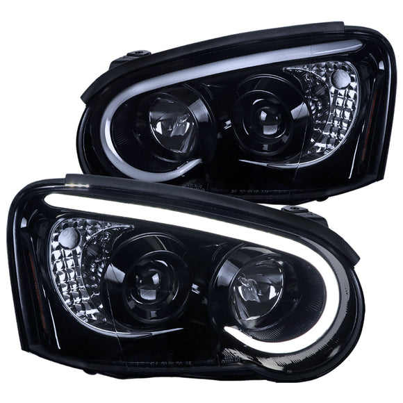 Coolstuffguru LED Light Bar Glossy Black Housing Smoke Lens Projector Headlights Compatible with Subaru Impreza RS WRX Outback STI 2004-2005 L+R Pair Head Light Lamp Assembly