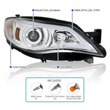 Coolstuffguru Compatible with Subaru Impreza WRX Outback Sport LED Projector Headlights Chrome