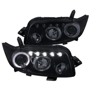 Coolstuffguru Compatible with Scion xB Replacement Glossy Black Halo LED Projector Headlights Head Lamps Pair