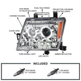 Coolstuffguru Compatible with Nissan Xterra Chrome Clear Halo Led Projector Headlights