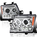 Coolstuffguru Compatible with Nissan Xterra Chrome Clear Halo Led Projector Headlights