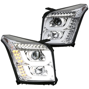 Coolstuffguru Compatible with GMC Yukon/Yukon XL LED Dual Halo Turn Signal Projector Headlights Left+Right